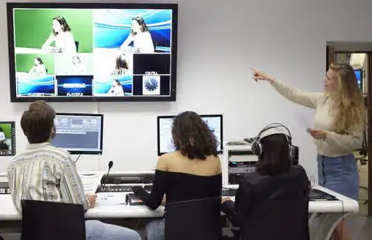 The Media Studio includes numerous rooms such as the television set room and control room, which allow students to bring their projects to life, in forms such as television shows, news programs, and more (particularly for students in communication and journalism).